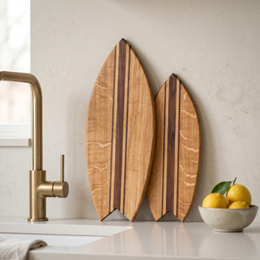 Duo planches à découper premium - Base Chêne, Lignes Noyer