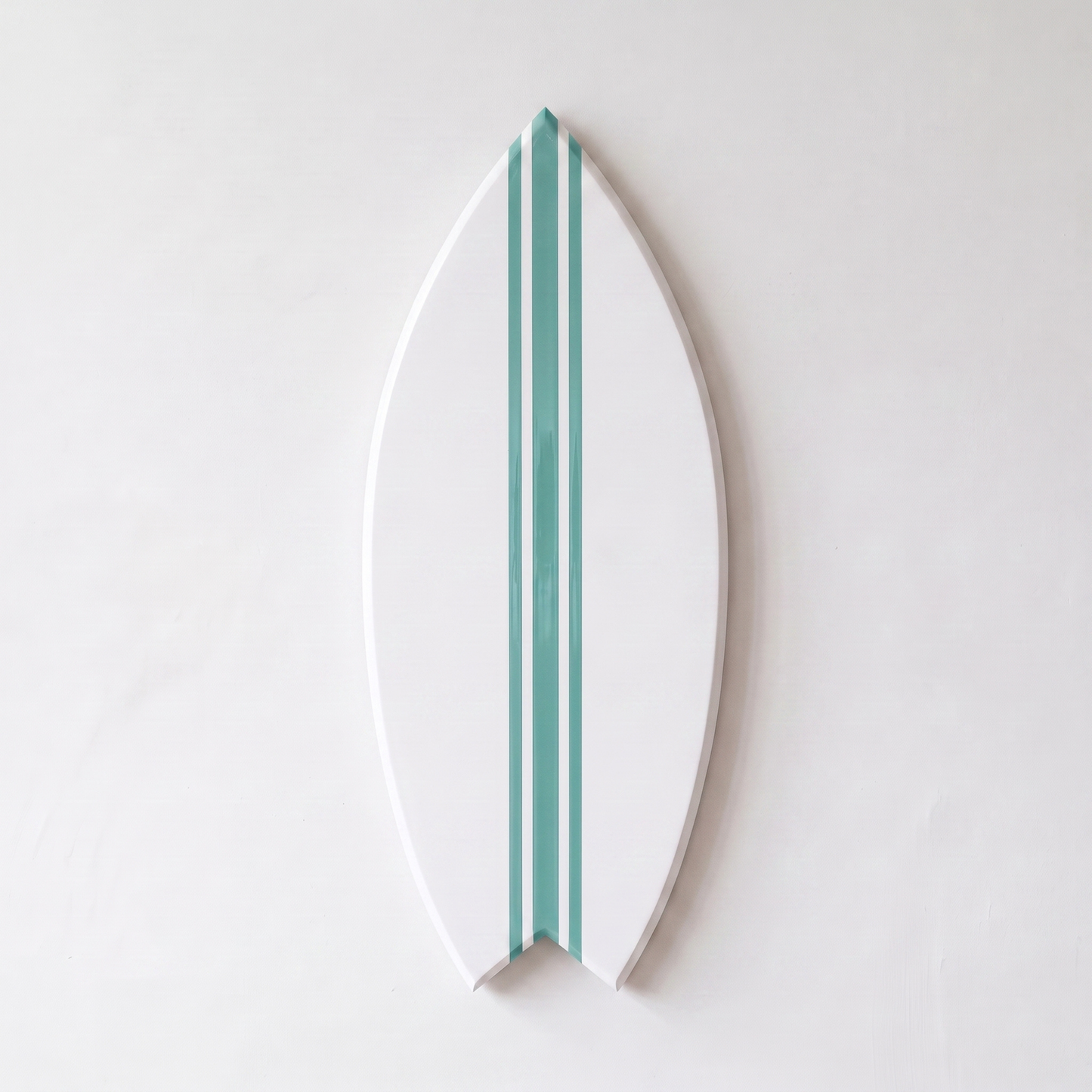 Planche de Surf déco - Base blanche, lignes vert jade