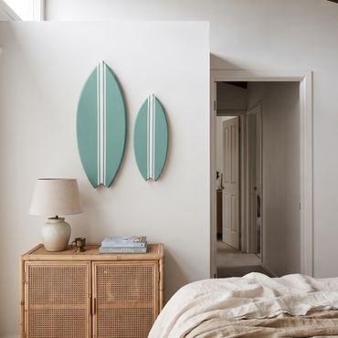 Planche de Surf déco - Base vert jade, lignes blanches