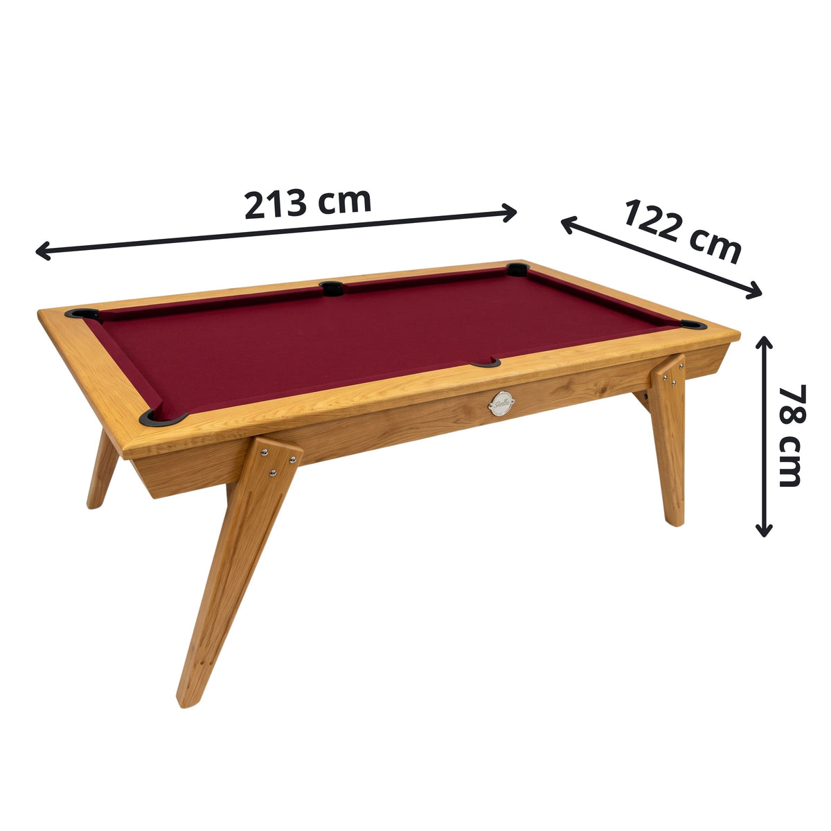 Billard Américain Stella Scipion 2m10 Holzfüße - Massives Eichenholz, umwandelbar in Esstisch & Tischtennisplatte