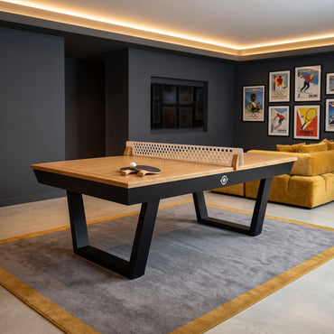 Amerikanischer Billardtisch Stella Millésime Indoor – Massive Eiche & MDF, umwandelbar in Esstisch & Tischtennisplatte