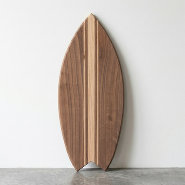 Planche à Découper Surf Premium – Base Noyer, Lignes Chêne