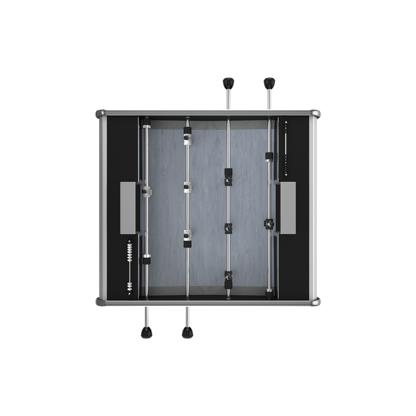 Vue de dessus de la surface de jeu du Stella Toi & Moi noir, tapis PVC tracé pour des duels précis et dynamiques.