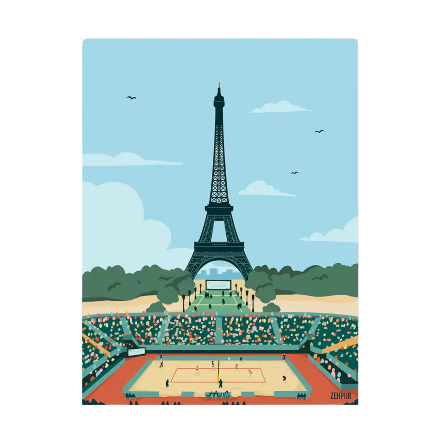 Affiche Beach Volley Paris | Poster Mural Passion Sport – Format 30x40 cm