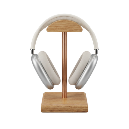 Porte-Casque Audio en Chêne Massif et Acier – Le Classique