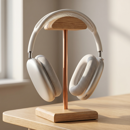Porte-Casque Audio en Chêne Massif et Acier – Le Classique