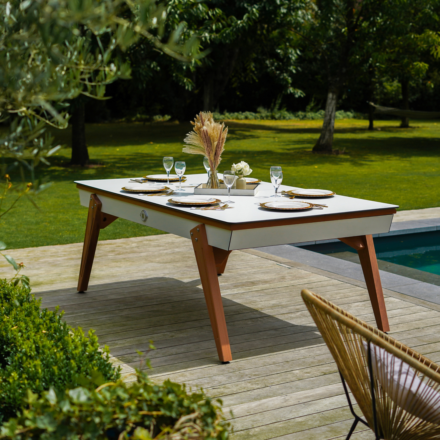 Billard Stella Millesime Outdoor Blanc 3 en 1 Table/billard/table de ping-pong