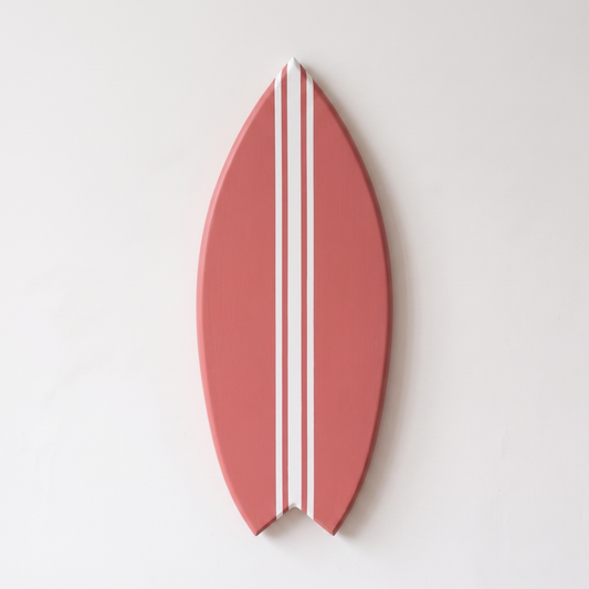 Planche de Surf déco - Base rose, lignes blanches