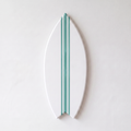 Planche de Surf déco - Base blanche, lignes vert jade