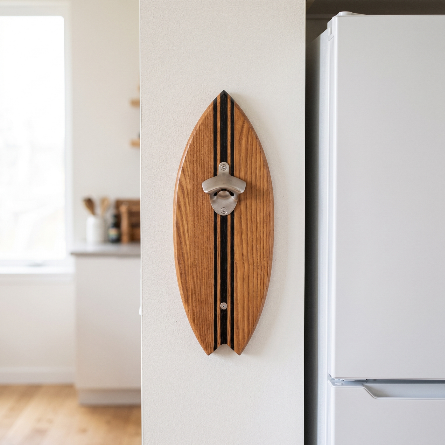 Décapsuleur Mural Surf en Bois - Thermoash Lignes noires