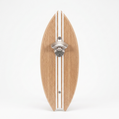 Décapsuleur Mural Surf en Bois – Lignes Blanches