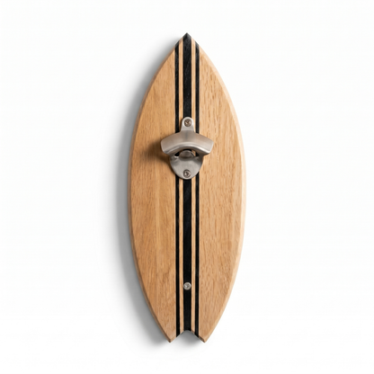 Décapsuleur Mural Surf en Bois - Lignes noires