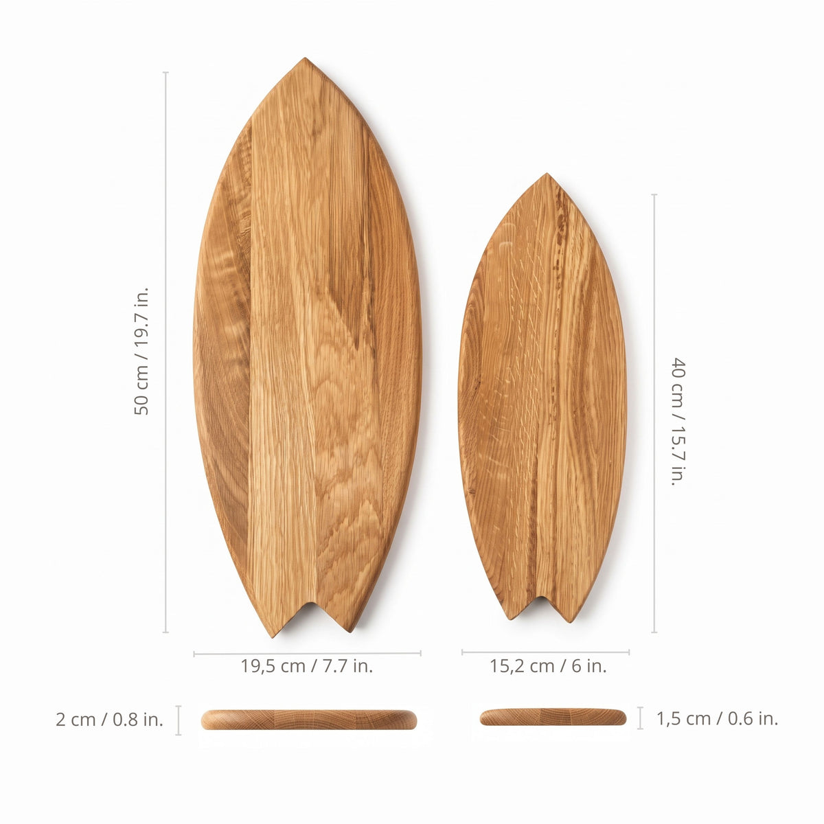 Schneidebrett Surf – Massive Eiche – 3-in-1: Schneiden, Servieren, Dekorieren