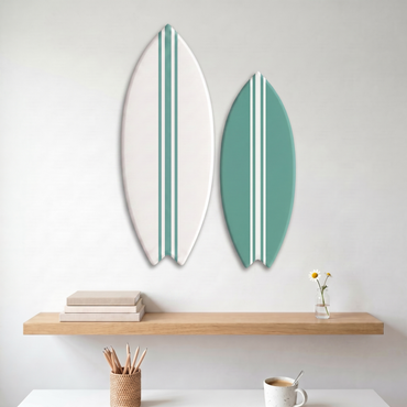 Duo Planches Surf Déco Vert Jade - Taille M + L - Grande base vert jade , petite base blanche