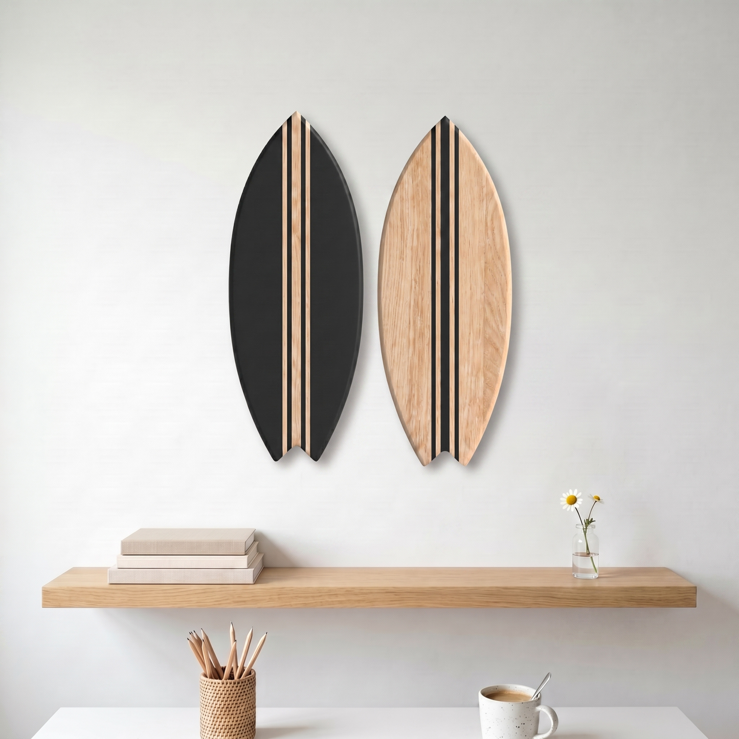 Black Decorative Surfboard Duo - Size L