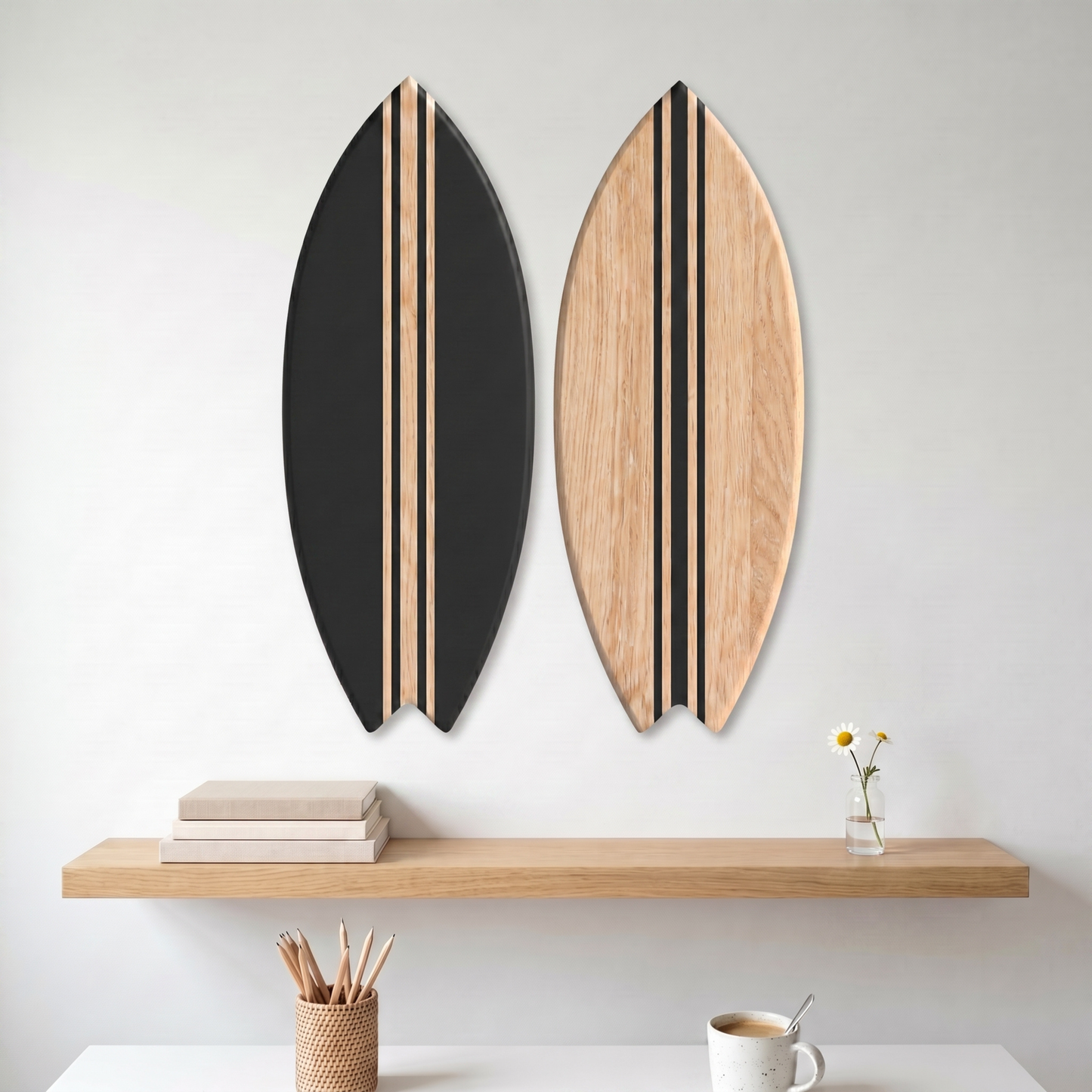 Black Decorative Surfboard Duo - Size L