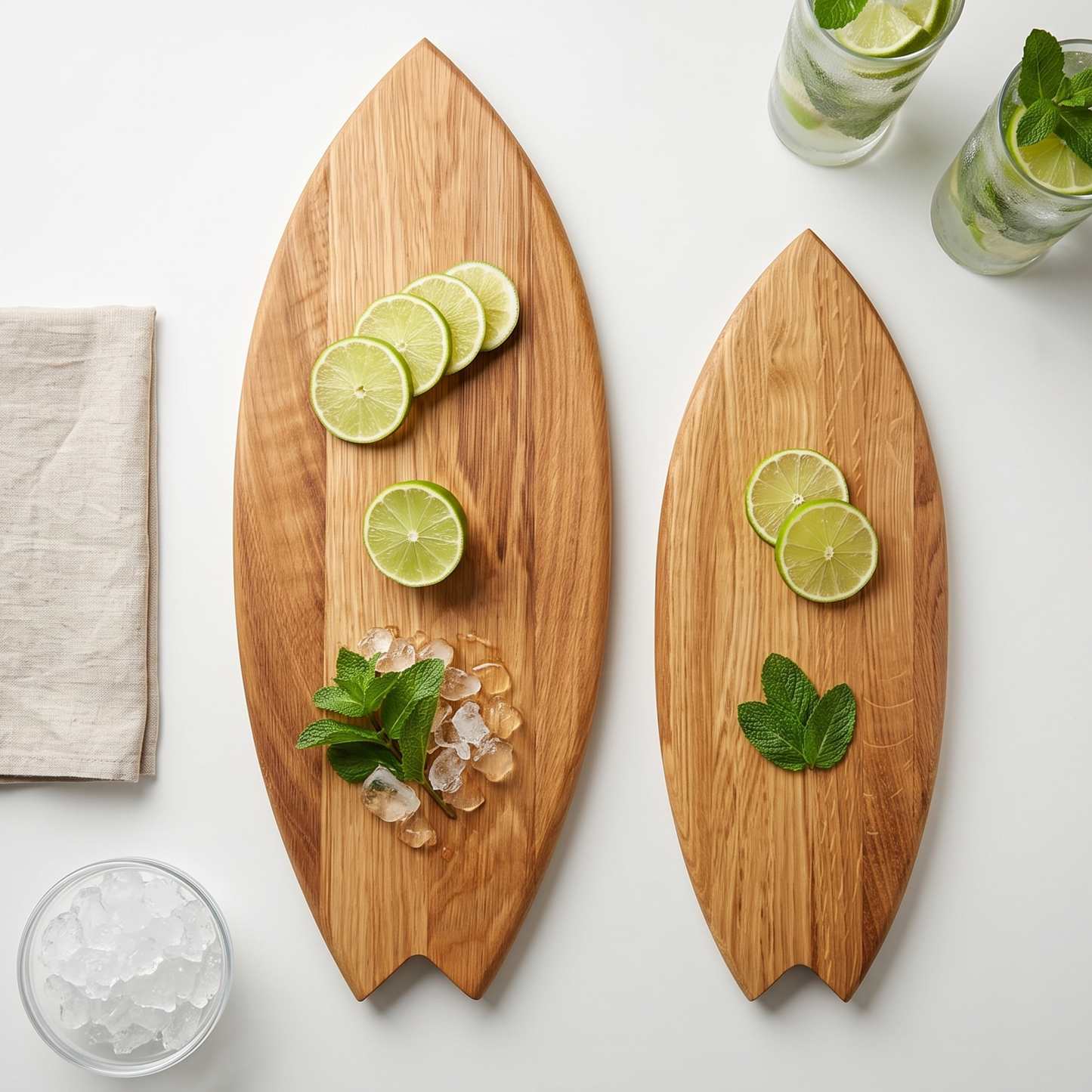 Set of 2 Surf cutting boards - Solid Oak