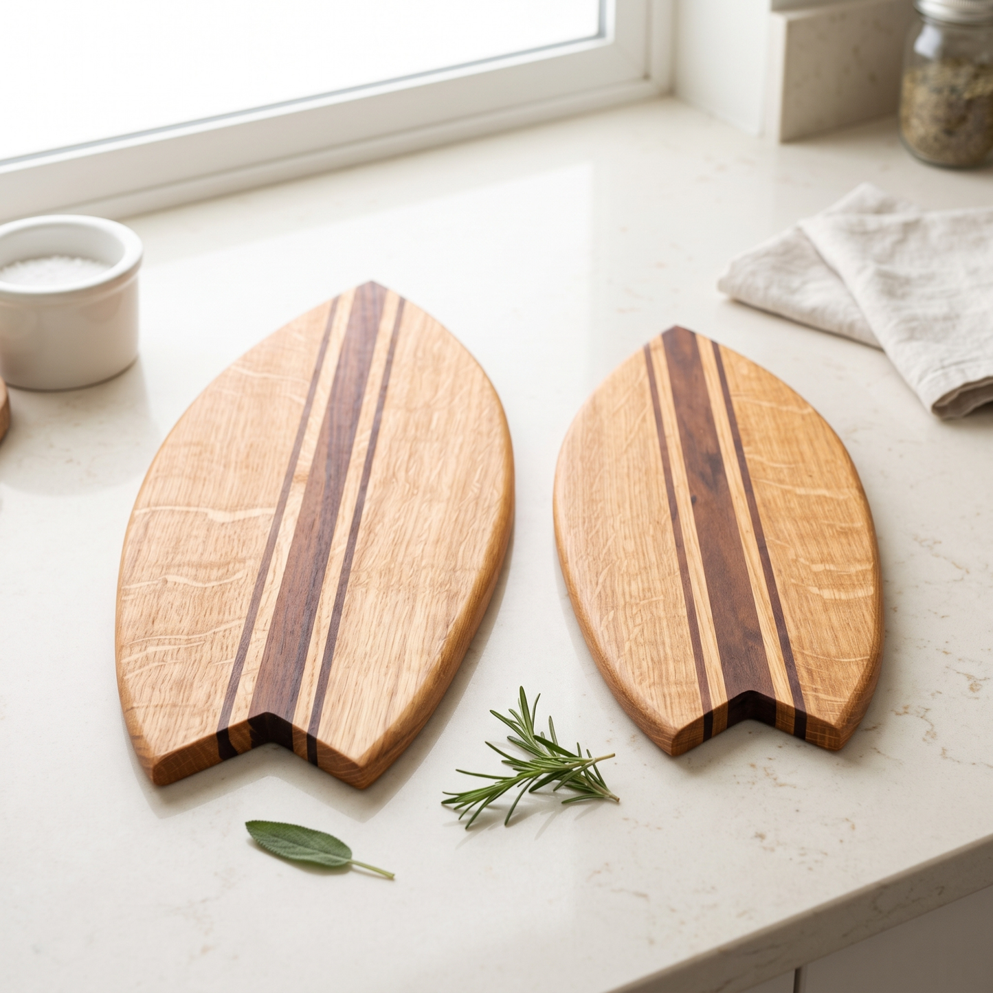 Duo planches à découper Surf Premium - Grande Base Bois, Petite Base Noyer