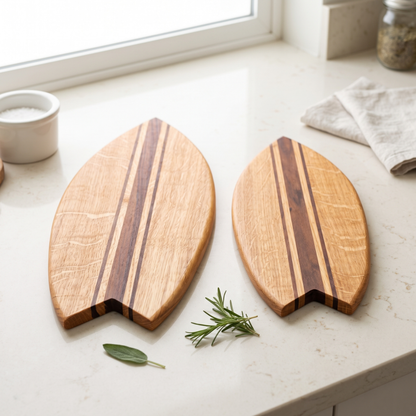 Duo planches à découper Surf Premium - Grande Base Bois, Petite Base Noyer