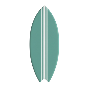 Deko Surfbrett – jadegrüne Basis, weiße Linien