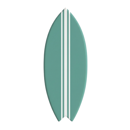 Deko-Surfbrett - Weiße Basis, jadegrüne Linien