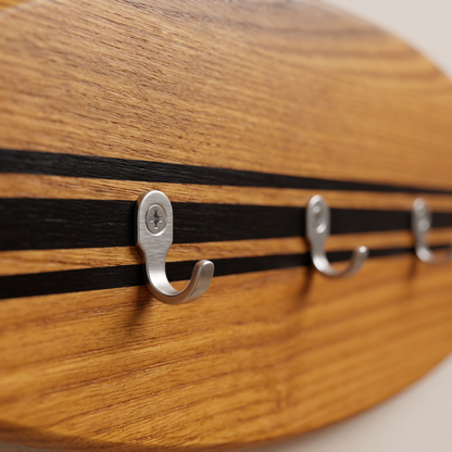 Porte-clés mural surf en bois - Thermoash Lignes Noires