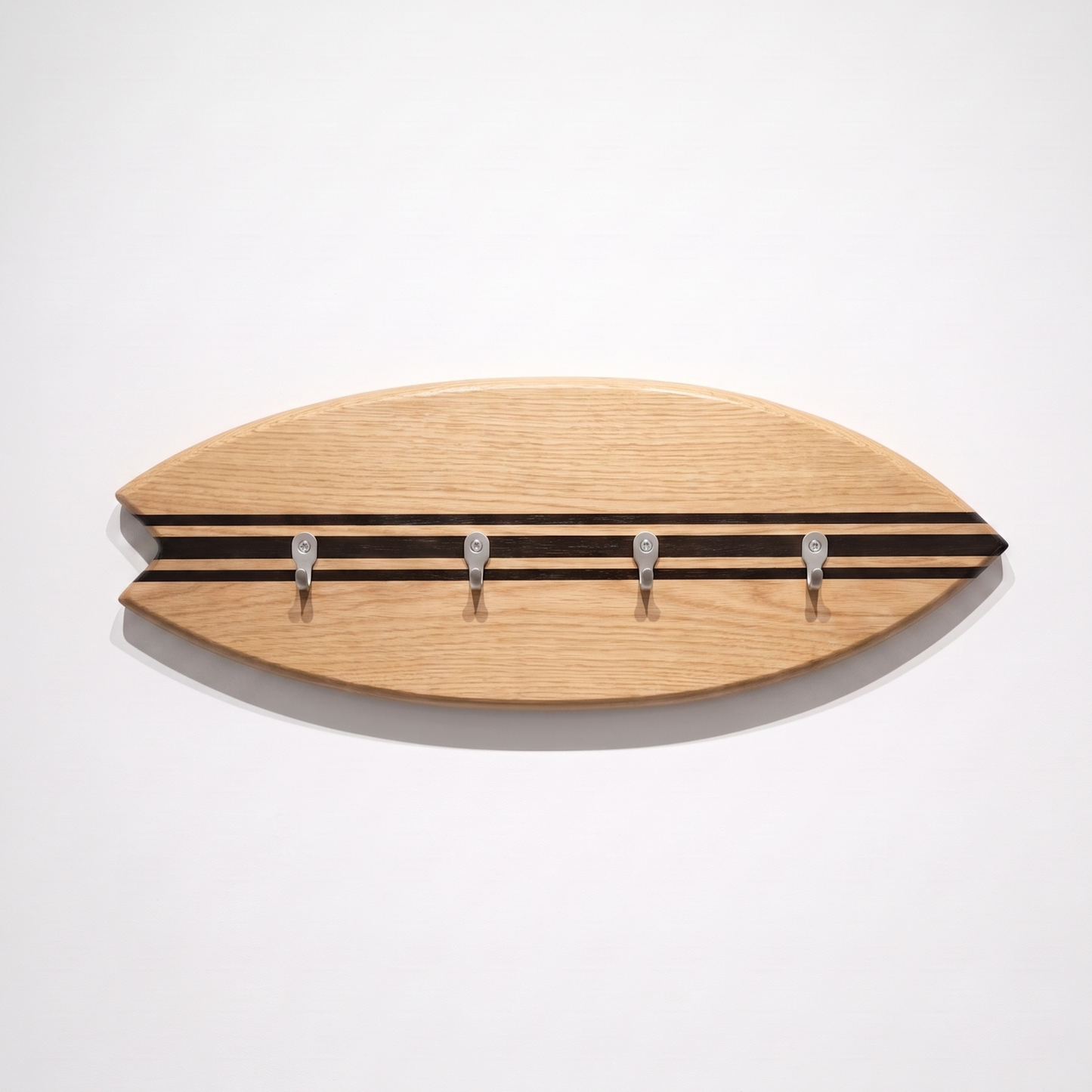 Porte-clés mural surf en bois - Chêne Lignes Noires
