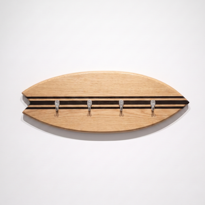 Porte-clés mural surf en bois - Chêne Lignes Noires