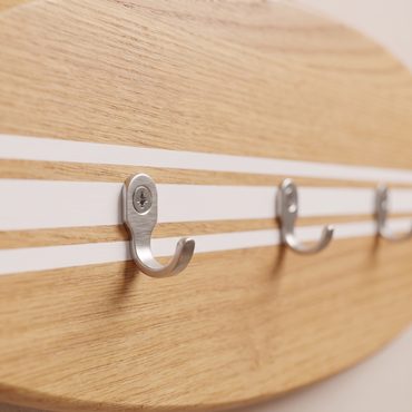 Porte-clés mural surf en bois - Chêne Lignes Blanches