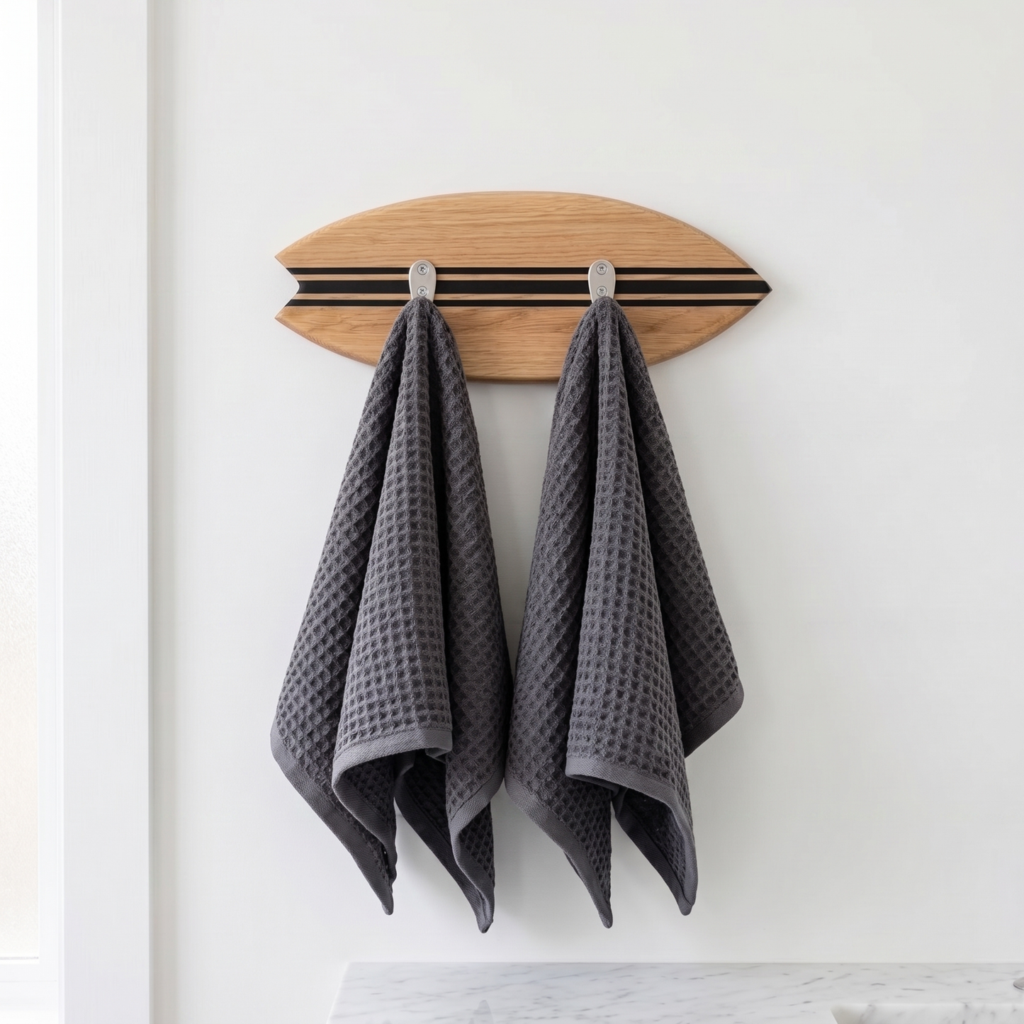 Porte-manteau mural Surf - Chêne Lignes Noires