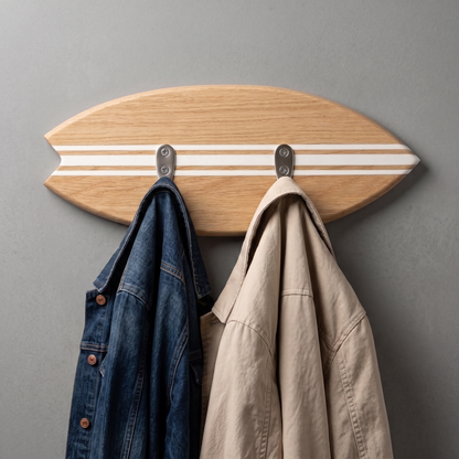 Porte-manteau mural Surf - Chêne Lignes Blanches