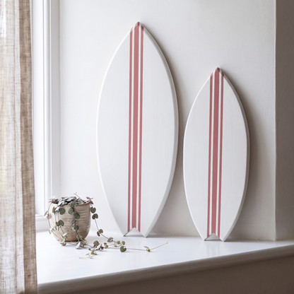 Planche de Surf déco - Base blanche, lignes roses