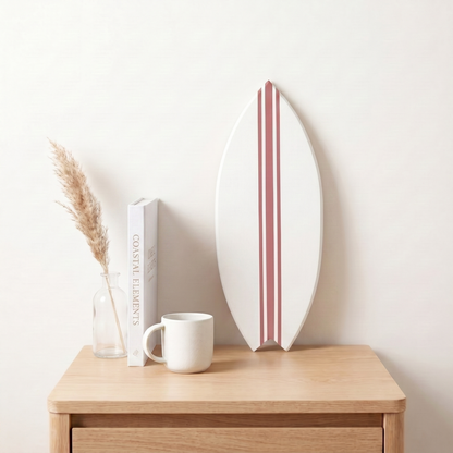 Planche de Surf déco - Base blanche, lignes roses