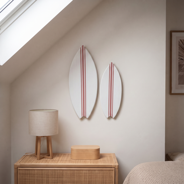 Planche de Surf déco - Base blanche, lignes roses
