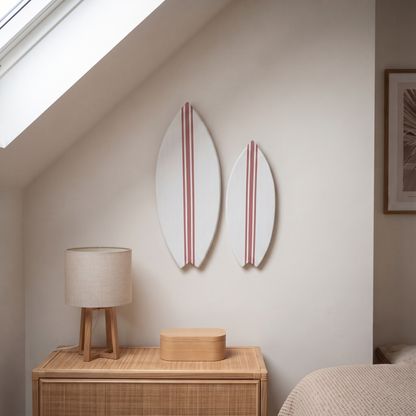 Planche de Surf déco - Base blanche, lignes roses