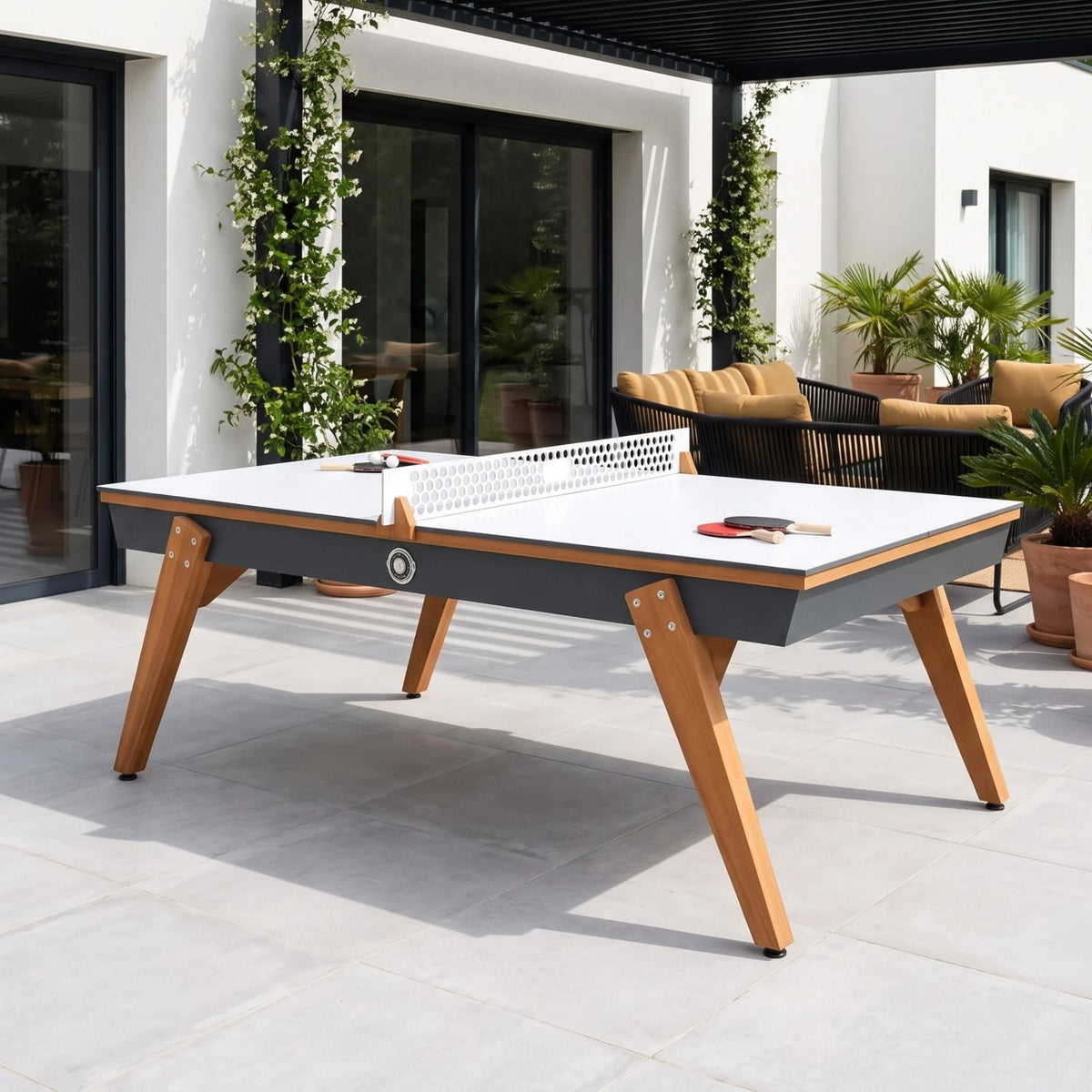 Outdoor-Tisch Stella Millésime Outdoor Anthrazitgrau, umwandelbar in Billard & Tischtennis