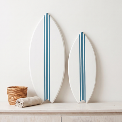 Planche de Surf déco - Base blanche, lignes marée haute