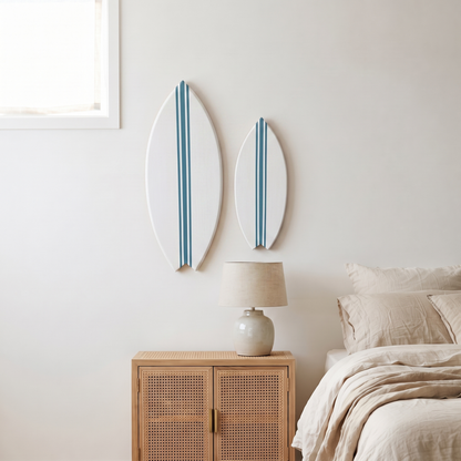 Planche de Surf déco - Base blanche, lignes marée haute