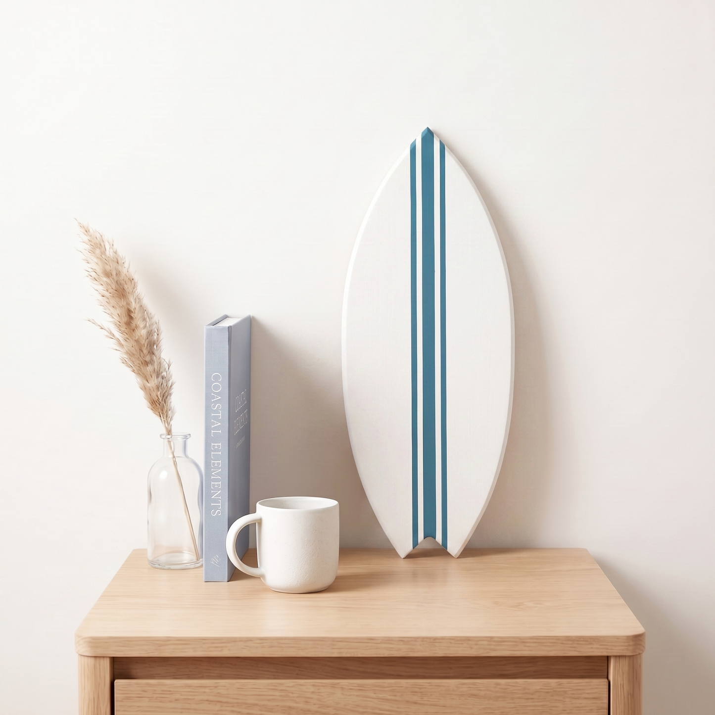 Planche de Surf déco - Base blanche, lignes marée haute