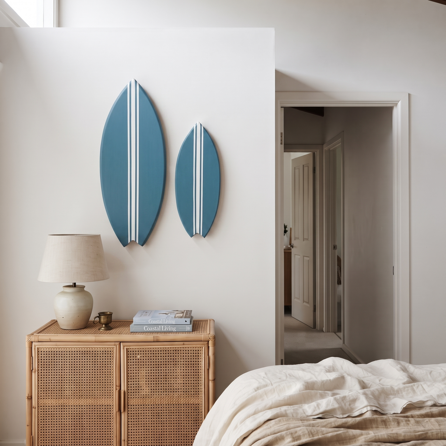 Planche de Surf déco - Base marée haute, lignes blanches