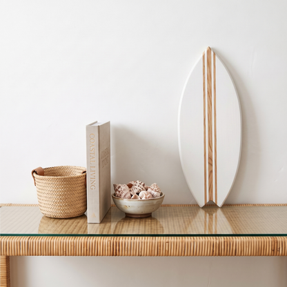 Planche de Surf déco - Base blanche, lignes bois