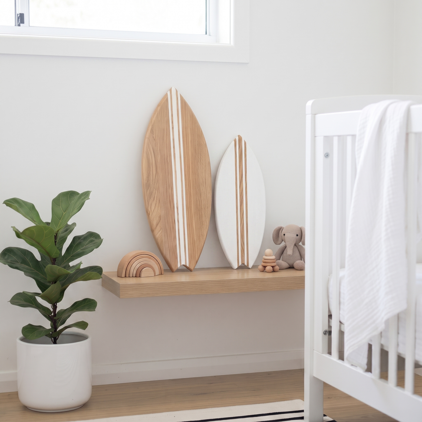 Set of Two White Decorative Surfboards - Size L