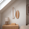 Duo White Decorative Surfboards - Sizes M + L - Large white base, small wooden base