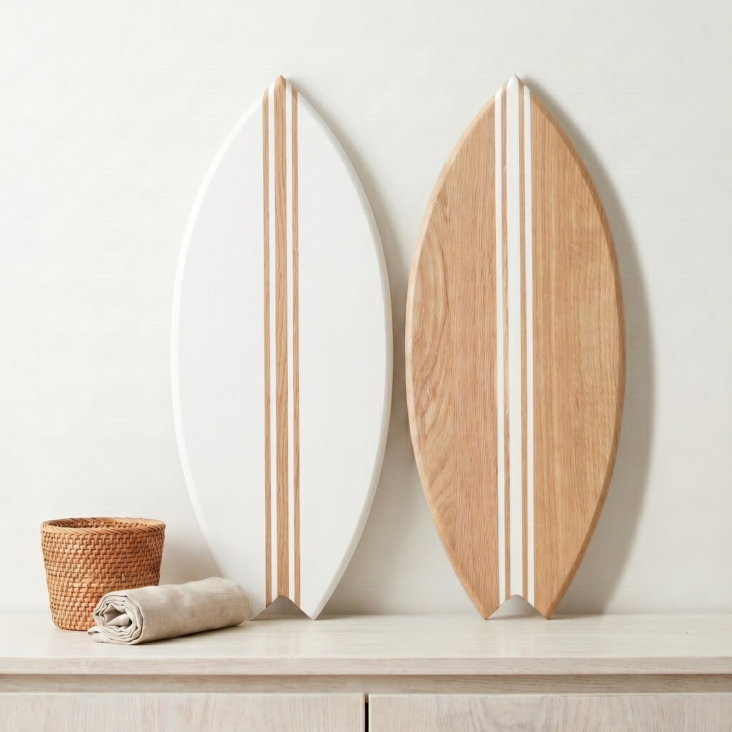 Set of Two White Decorative Surfboards - Size L