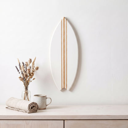 Planche de Surf déco - Base blanche, lignes bois
