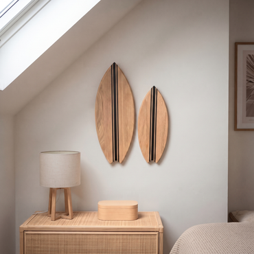 Planche de Surf déco - Base bois, lignes noires