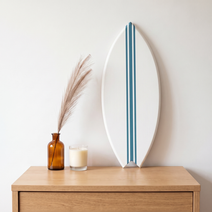 Planche de Surf déco - Base blanche, lignes marée haute