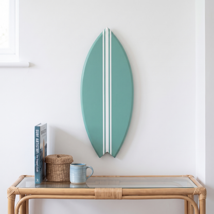 Planche de Surf déco - Base vert jade, lignes blanches