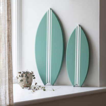 Planche de Surf déco - Base vert jade, lignes blanches