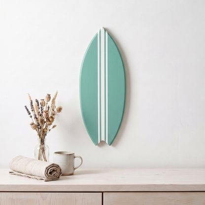 Planche de Surf déco - Base vert jade, lignes blanches